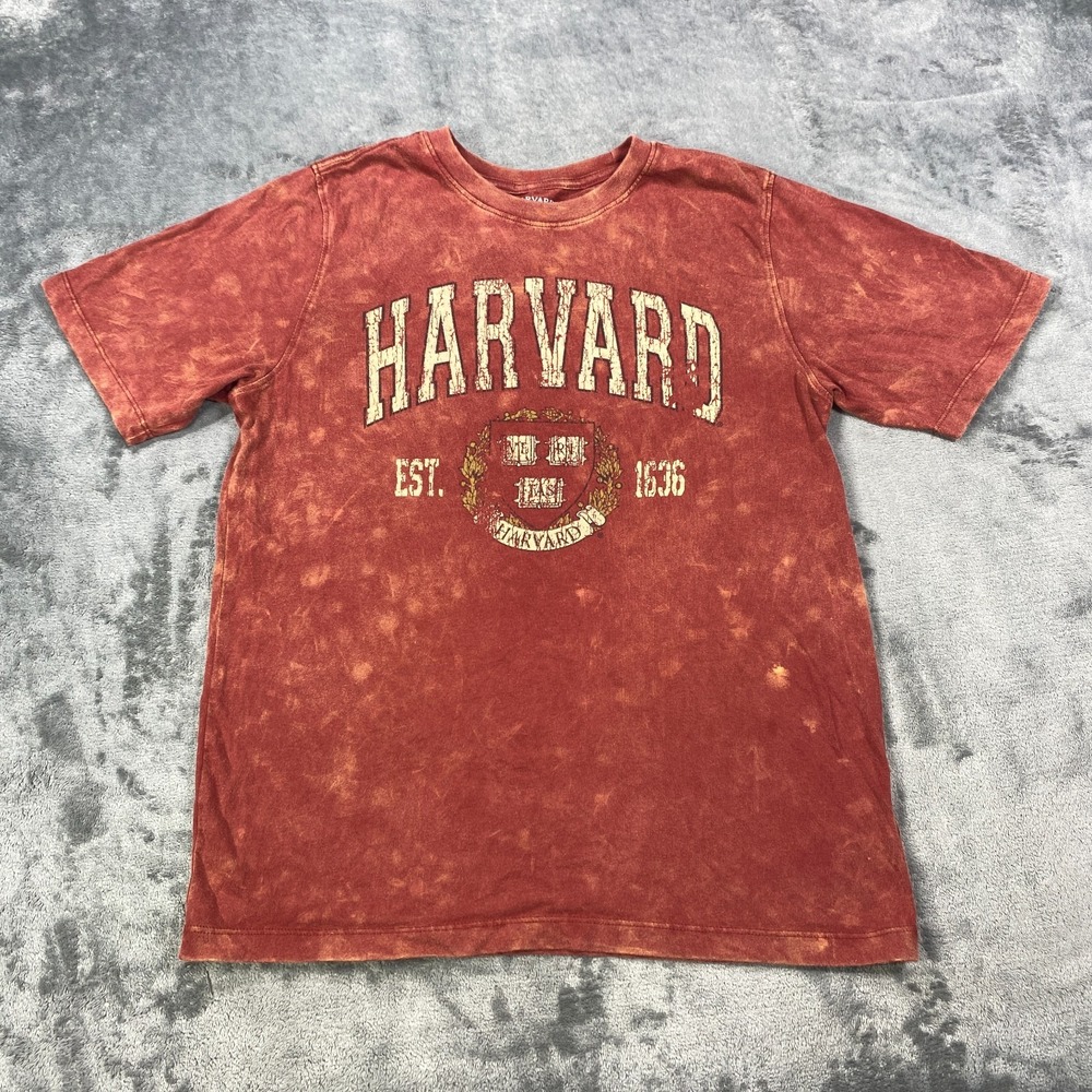 Harvard University T Shirt Youth XL Red Rust Tie Dye Fade College Tee